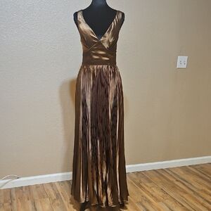 Elegant Brown Satin Evening Gown